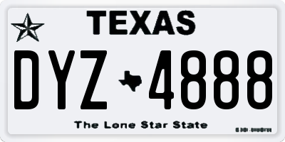 TX license plate DYZ4888