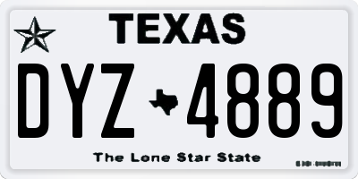 TX license plate DYZ4889