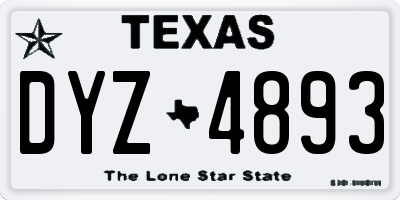 TX license plate DYZ4893