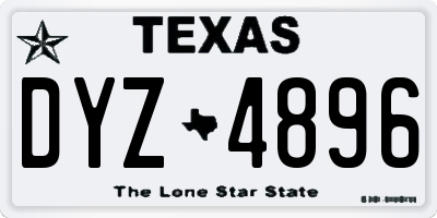 TX license plate DYZ4896