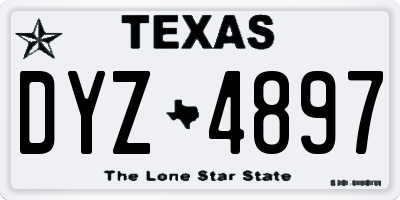 TX license plate DYZ4897