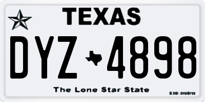 TX license plate DYZ4898