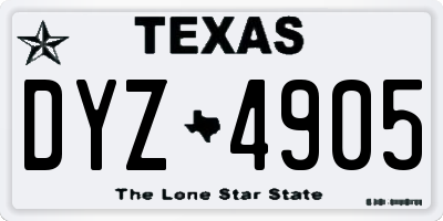 TX license plate DYZ4905