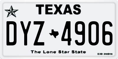 TX license plate DYZ4906