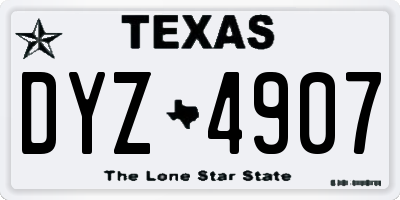 TX license plate DYZ4907