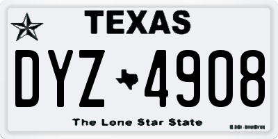 TX license plate DYZ4908