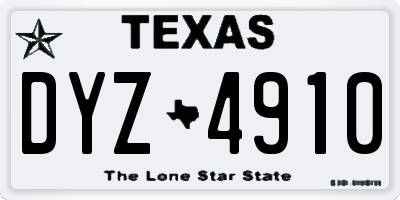 TX license plate DYZ4910