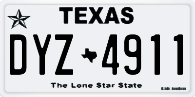 TX license plate DYZ4911