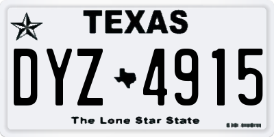 TX license plate DYZ4915