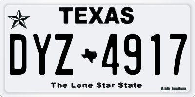 TX license plate DYZ4917