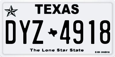 TX license plate DYZ4918