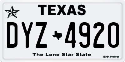 TX license plate DYZ4920