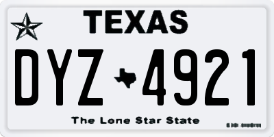 TX license plate DYZ4921