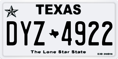 TX license plate DYZ4922