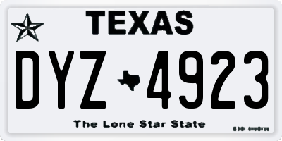 TX license plate DYZ4923