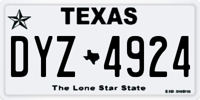 TX license plate DYZ4924