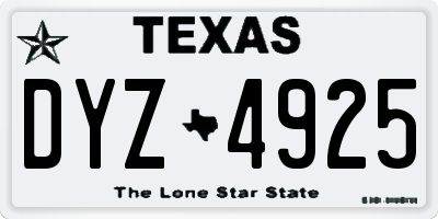 TX license plate DYZ4925