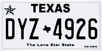 TX license plate DYZ4926