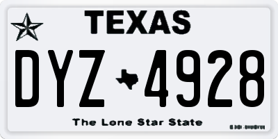 TX license plate DYZ4928