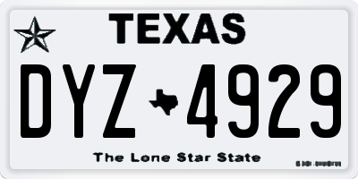 TX license plate DYZ4929