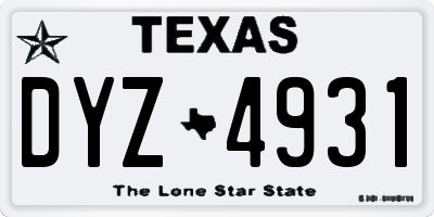 TX license plate DYZ4931