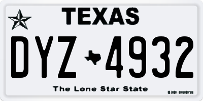TX license plate DYZ4932