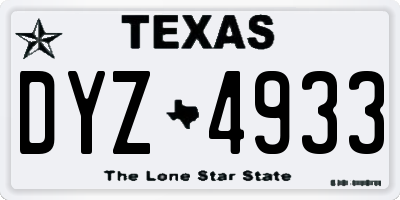 TX license plate DYZ4933