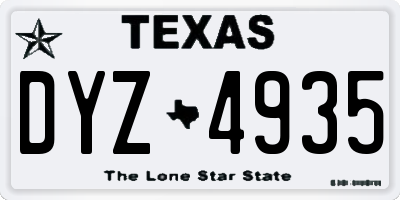 TX license plate DYZ4935