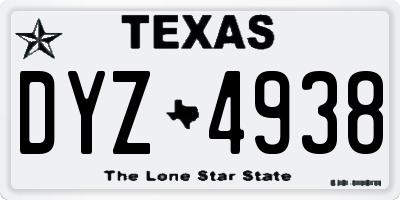 TX license plate DYZ4938