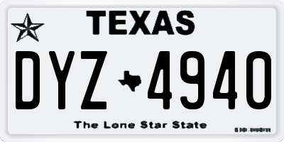 TX license plate DYZ4940