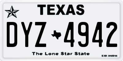 TX license plate DYZ4942