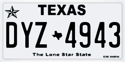 TX license plate DYZ4943