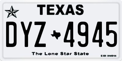 TX license plate DYZ4945