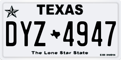TX license plate DYZ4947