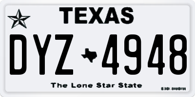 TX license plate DYZ4948