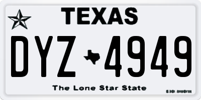 TX license plate DYZ4949