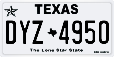 TX license plate DYZ4950