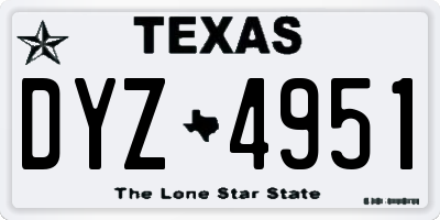 TX license plate DYZ4951
