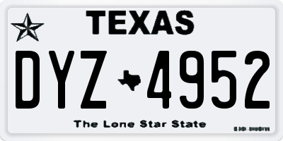 TX license plate DYZ4952