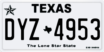 TX license plate DYZ4953
