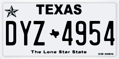 TX license plate DYZ4954