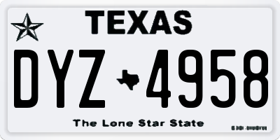 TX license plate DYZ4958