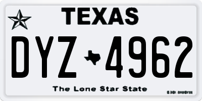TX license plate DYZ4962