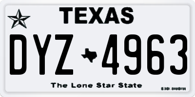 TX license plate DYZ4963