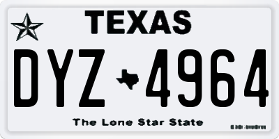 TX license plate DYZ4964