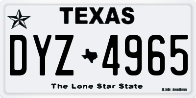 TX license plate DYZ4965