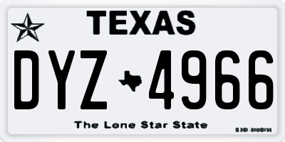 TX license plate DYZ4966