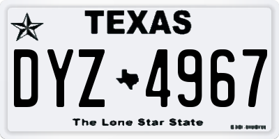 TX license plate DYZ4967