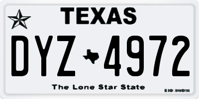 TX license plate DYZ4972