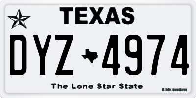TX license plate DYZ4974